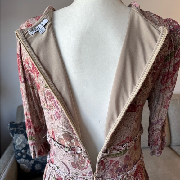 BTFL - Life Ruffled Maxi Dress Size Large Muted Neutrals and Pink Back zipper - Picture 9 of 11